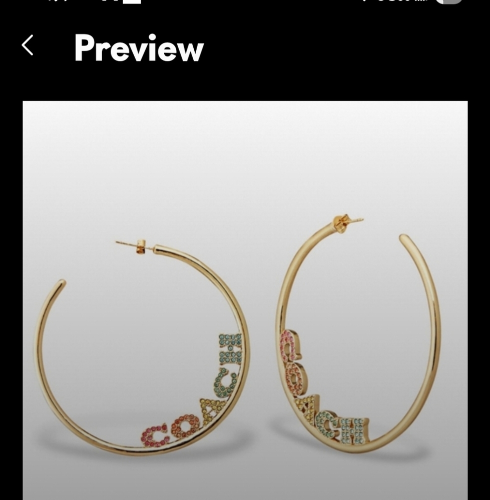 NWT, Coach Gold, & RAINBOW Multicolor Hoop Earrings 2¼" - Picture 3 of 12